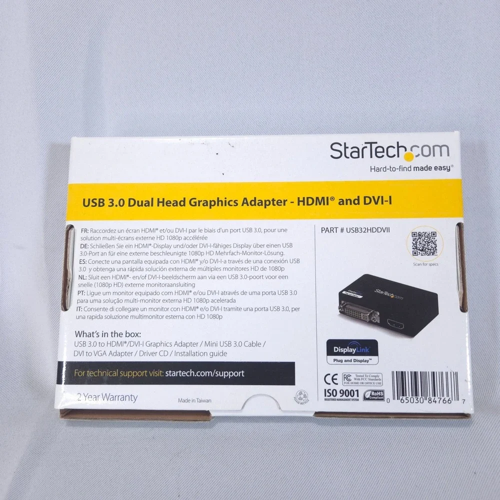 StarTech USB 3.0 Dual Head Graphics Adapter HDMI DVI-I 1080p USB32HDDVII
